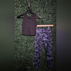 3 Piece Set Kids Blue and Black Camo Workout Set